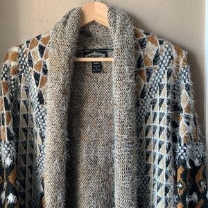 OLIVER Geometric Fuzzy Long Sleeve Cardigan